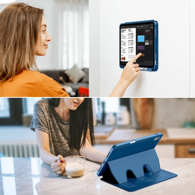 Alt view image 3 of 7 - Case for iPad (A16) 11-inch 2025 and iPad 10th/11th Generation 10.9 Inch 2022,Multiple Angles Magnetic Stand Cover,Shockproof Back,Pencil Holder,and Auto Sleep/Wake,Navy Blue