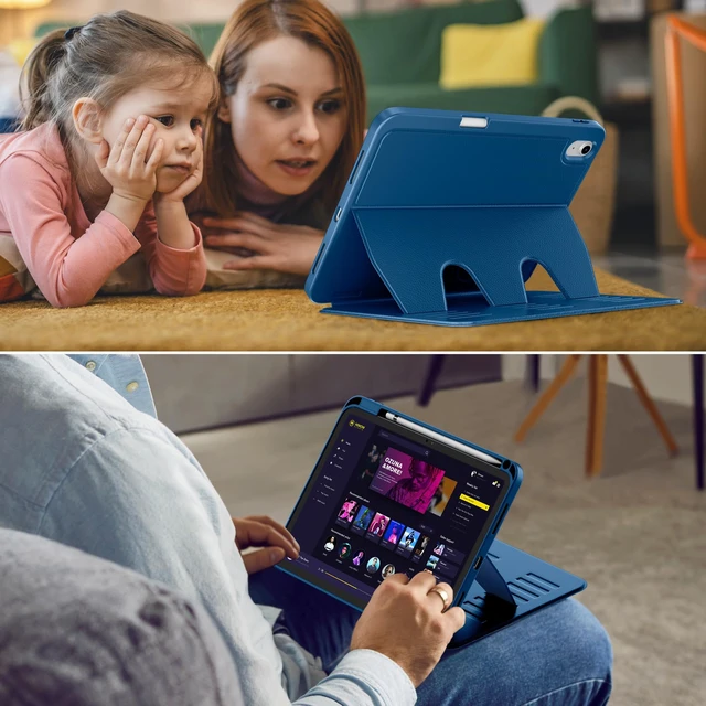Alt view image 2 of 7 - Case for iPad (A16) 11-inch 2025 and iPad 10th/11th Generation 10.9 Inch 2022,Multiple Angles Magnetic Stand Cover,Shockproof Back,Pencil Holder,and Auto Sleep/Wake,Navy Blue