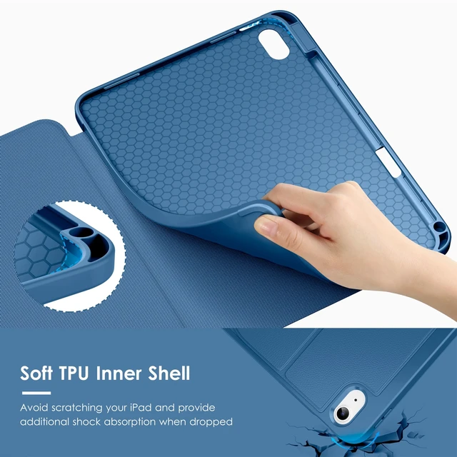Alt view image 6 of 7 - Case for iPad (A16) 11-inch 2025 and iPad 10th/11th Generation 10.9 Inch 2022,Multiple Angles Magnetic Stand Cover,Shockproof Back,Pencil Holder,and Auto Sleep/Wake,Navy Blue