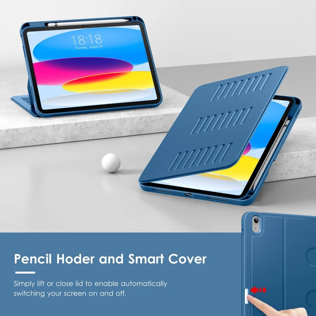 Alt view image 7 of 7 - Case for iPad (A16) 11-inch 2025 and iPad 10th/11th Generation 10.9 Inch 2022,Multiple Angles Magnetic Stand Cover,Shockproof Back,Pencil Holder,and Auto Sleep/Wake,Navy Blue