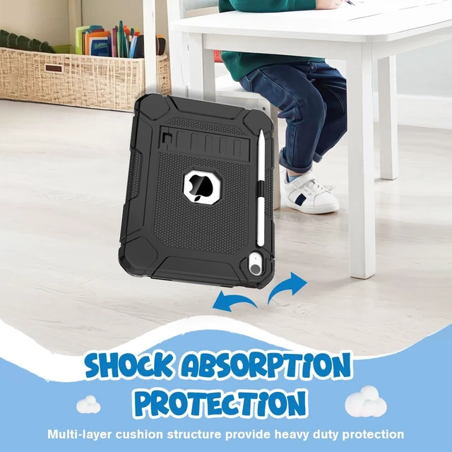 Alt view image 5 of 7 - for iPad A16 11th/10th Generation Case (11"/10.9, 2025/2022), Black | iPad 11th 10th Gen Case with Kickstand & Pencil Holder, Heavy Duty Shockproof Protective iPad A16 Case