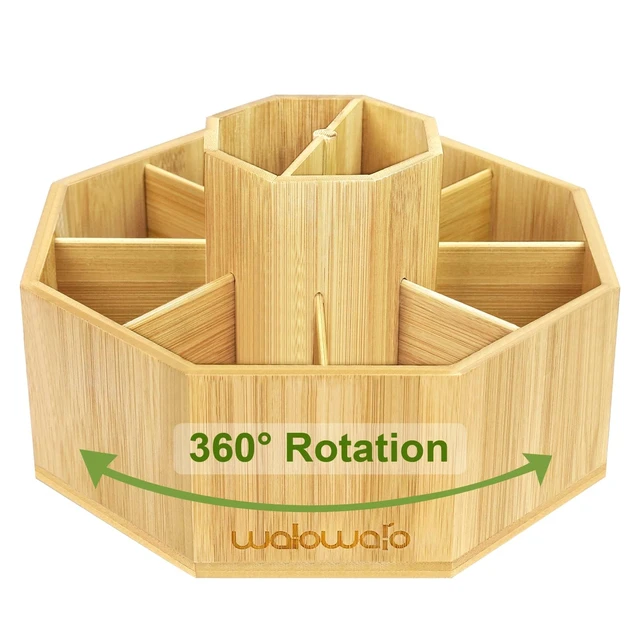 Alt view image 5 of 7 - Bamboo Rotating Art Supply Organizer Caddy Holds 800+ Pencils Spinning Crayon 160 Marker Holder Desk Brush Colored Pencil Storage for Office Classroom Organization Stationary (Larger VER)