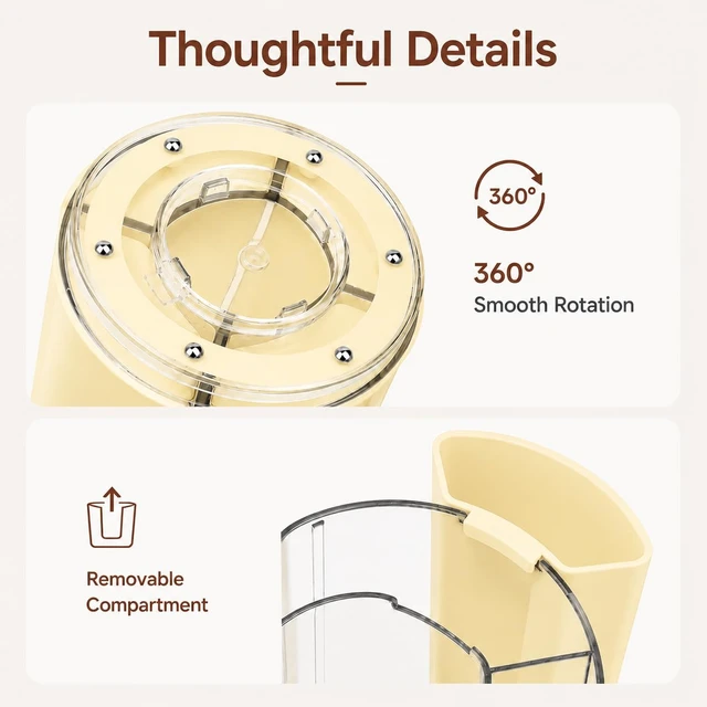 Alt view image 5 of 7 - 360° Rotating Pen Holder for Desk Adjustable Pencil Organizer, Beige | Plastic Pen Cup for Women Cute Office Supplies and Accessories Desktop Storage Box Art Caddy for School, Work, Home