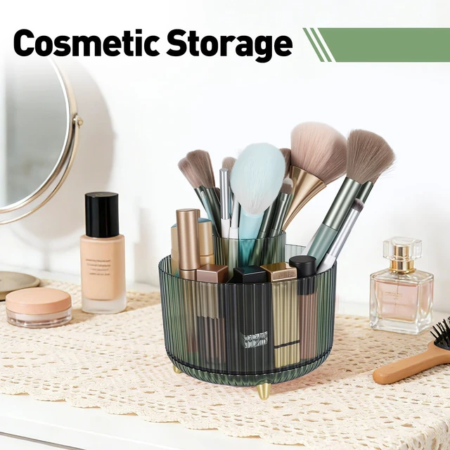 Alt view image 6 of 7 - 360 Rotating Pen Pencil Holder for Desk, Pen Organizer with 5 Slots | Makeup Brush Holder, Desk Organizer and Accessories, Cute Pencil Cup Caddy for Office School Home Decor Art Supply (Green)