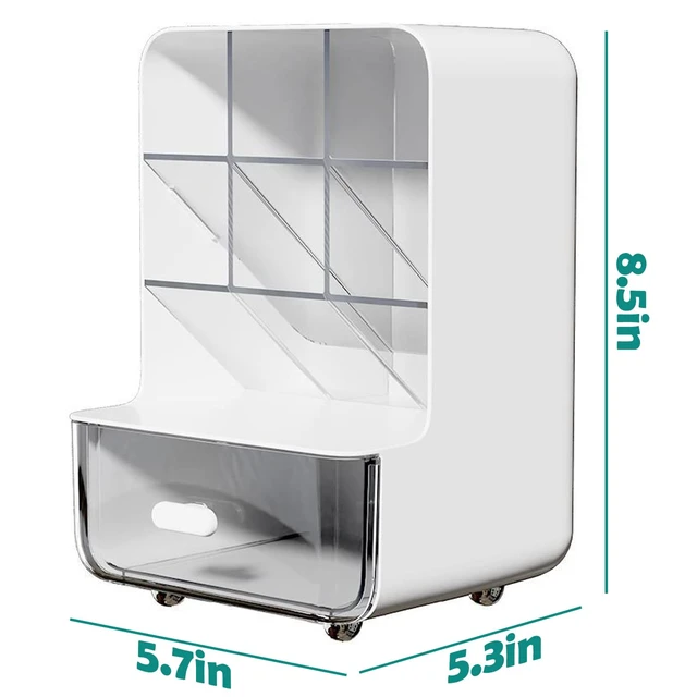 Alt view image 6 of 6 - Pen Organizer for Desk, Desk Organizer with Drawer, Multi-Functional Pencil Holder with 6 Compartments and 1 Drawer Organization Storage Accessories for Office Home School Workspace (White)