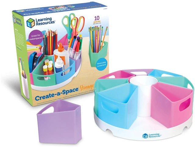 Main image of Create-a-Space Storage Center, Pastel | Rotating Caddy Organizer for Kids, Art Supply Organizers for Markers, Pens and Pencils, Classroom Table Caddy for Teachers