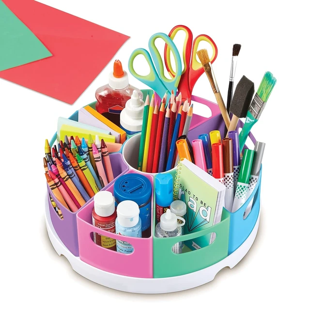 Alt view image 2 of 7 - Create-a-Space Storage Center, Pastel | Rotating Caddy Organizer for Kids, Art Supply Organizers for Markers, Pens and Pencils, Classroom Table Caddy for Teachers
