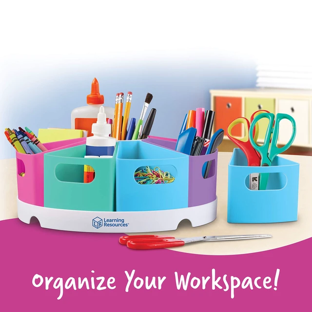 Alt view image 3 of 7 - Create-a-Space Storage Center, Pastel | Rotating Caddy Organizer for Kids, Art Supply Organizers for Markers, Pens and Pencils, Classroom Table Caddy for Teachers