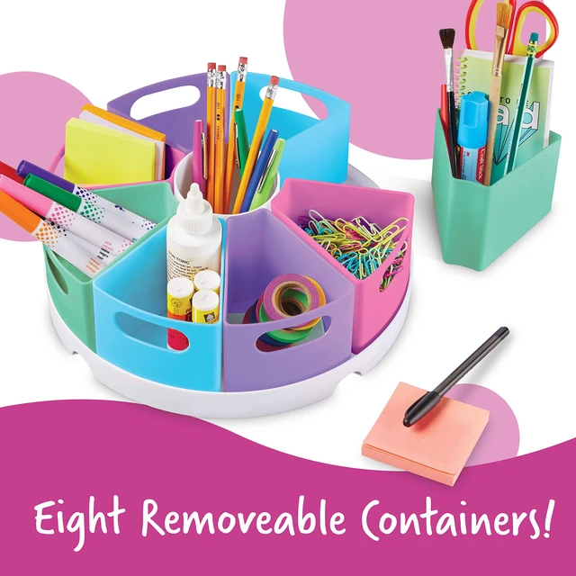 Alt view image 6 of 7 - Create-a-Space Storage Center, Pastel | Rotating Caddy Organizer for Kids, Art Supply Organizers for Markers, Pens and Pencils, Classroom Table Caddy for Teachers
