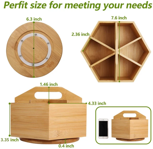 Alt view image 2 of 6 - Bamboo Art Supply Organizer, Rotating Pencil Pen Holder, Office Supplies Desktop Storage Caddy, Like Colored Pencils, Pen, Markers, Paint Brushes