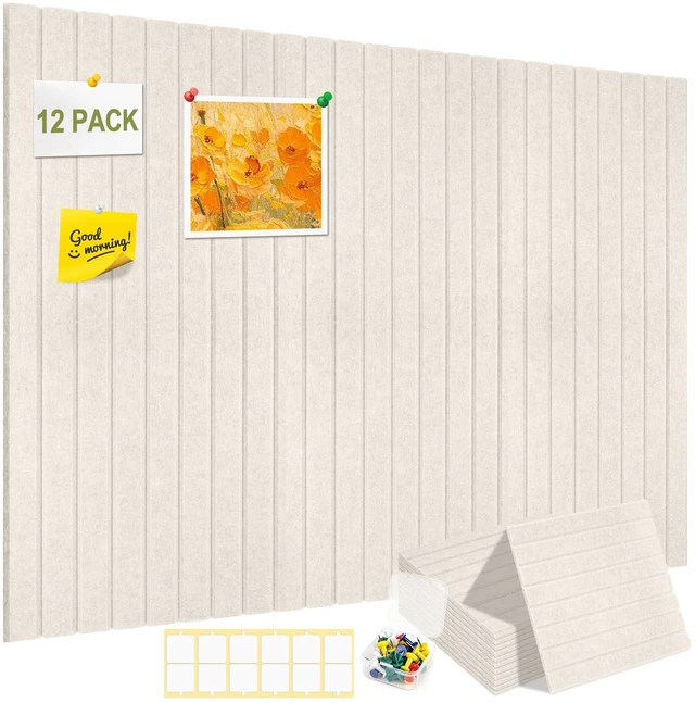 Main image of Large Felt Bulletin Board 48" x 36" Cork Board Alternative for Walls | 12 PCS Felt Pin Board with 70 Adhesive Tabs, 40 Push Pins, Cork Boards for Office Home, School Classroom Wall Decor (Oatmeal)
