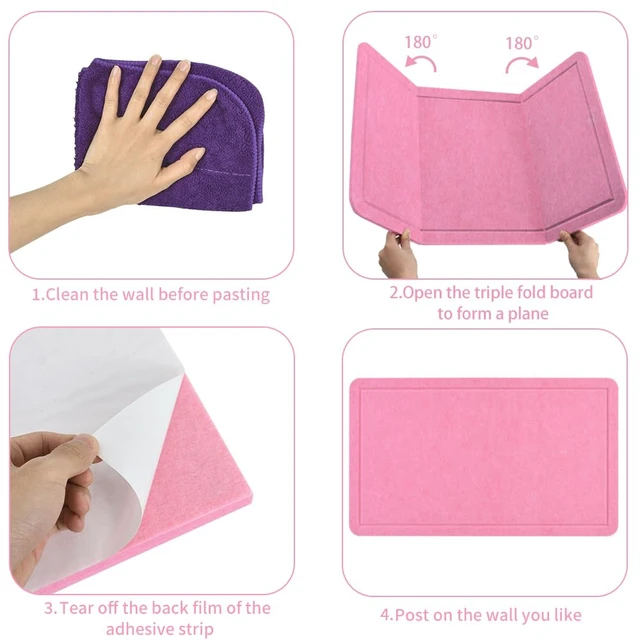 Alt view image 3 of 6 - 28"x16" Pink Large Vision Cork Bulletin Board for Wall Office | Compact Soft Felt Pin Board, 28x16in Large Size, Multi-Color, Home/Office Use, Full Kit with Pins, Strong Adhesive