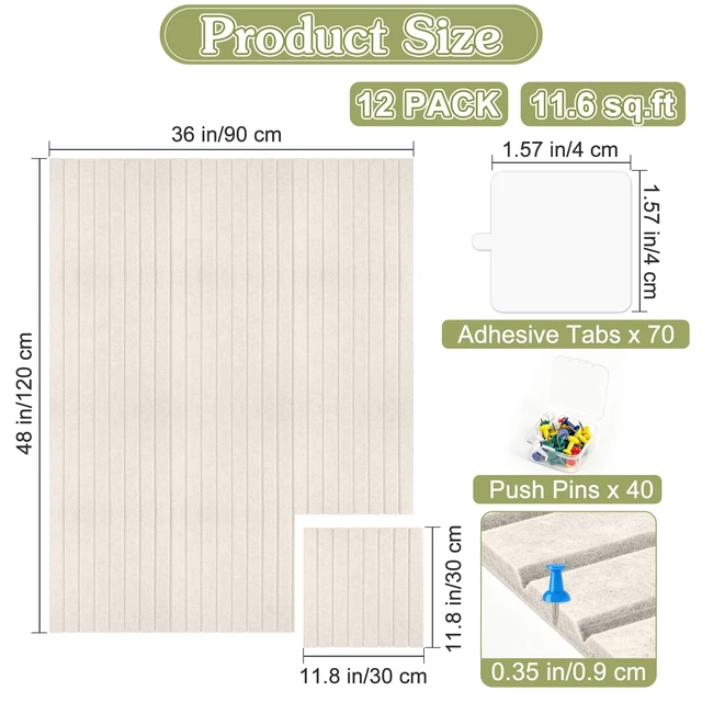 Alt view image 2 of 7 - Large Felt Bulletin Board 48" x 36" Cork Board Alternative for Walls | 12 PCS Felt Pin Board with 70 Adhesive Tabs, 40 Push Pins, Cork Boards for Office Home, School Classroom Wall Decor (Oatmeal)