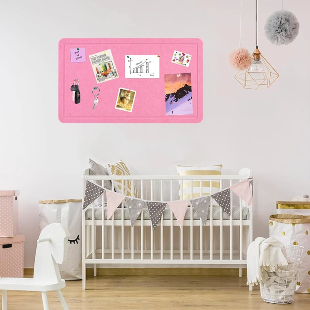 Alt view image 4 of 6 - 28"x16" Pink Large Vision Cork Bulletin Board for Wall Office | Compact Soft Felt Pin Board, 28x16in Large Size, Multi-Color, Home/Office Use, Full Kit with Pins, Strong Adhesive