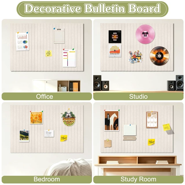 Alt view image 5 of 7 - Large Felt Bulletin Board 48" x 36" Cork Board Alternative for Walls | 12 PCS Felt Pin Board with 70 Adhesive Tabs, 40 Push Pins, Cork Boards for Office Home, School Classroom Wall Decor (Oatmeal)