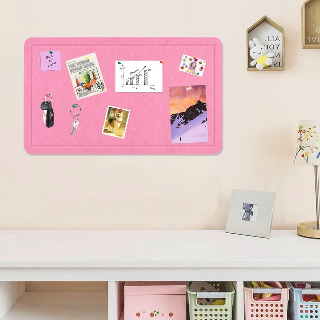 Alt view image 6 of 6 - 28"x16" Pink Large Vision Cork Bulletin Board for Wall Office | Compact Soft Felt Pin Board, 28x16in Large Size, Multi-Color, Home/Office Use, Full Kit with Pins, Strong Adhesive