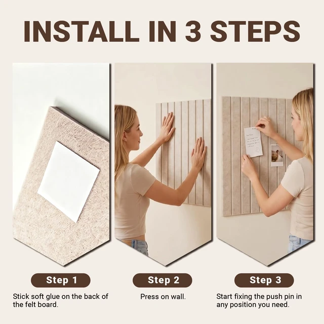 Alt view image 6 of 7 - 48" x 36" Large Felt Bulletin Cork Board 12PCS 60 Adhesives 50 Pushpins | Bulletin Board Pin Board, Sound Damping NRC0.95 Damage-Free Mounting, Dorm Essential Home & Officice Wall Decor, Light Green