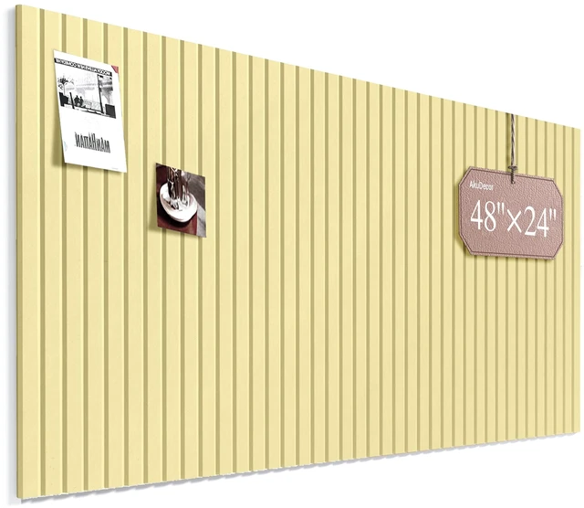 Main image of Large Felt Bulletin Board 48" x 24", Butter Yellow | 8 Pack Felt Tiles, 40 Adhesive Tabs, Cork Board Alternative for Walls, Push Pin Board for Home Office Decor