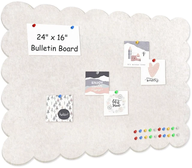 Main image of Foldable Decorative Scalloped Felt Bulletin Board 24 * 16 Inches for Wall, Alternative Photo Board Self-Adhesive Vision Board Decorative Pin Board for Wall (Light Camel)