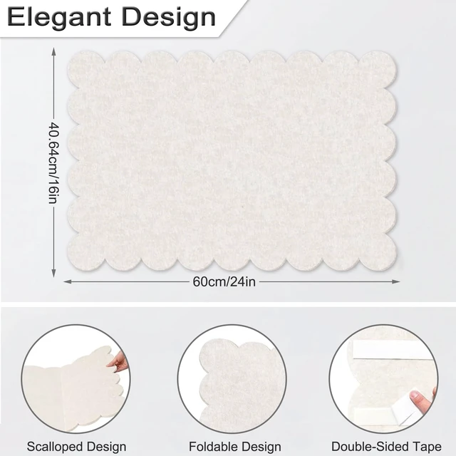 Alt view image 2 of 6 - Foldable Decorative Scalloped Felt Bulletin Board 24 * 16 Inches for Wall, Alternative Photo Board Self-Adhesive Vision Board Decorative Pin Board for Wall (Light Camel)