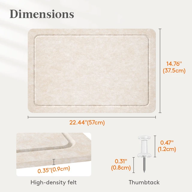 Alt view image 4 of 7 - Cork Board Alternative, Self-Adhesive Bulletin Board, 22.4"x 14.8" | Message Board with 20 Pushpins, Foldable Decorative Felt Pin Board for Office Wall Decor, Room Decor, Oatmeal