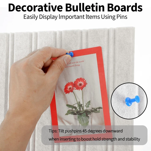 Alt view image 5 of 7 - 12 Pack Felt Bulletin Board Tiles, 48"X36" Felt Wall Tiles with 30 Pushpins, 70 Adhesive Tabs, Large Cork Boards for Walls, Slat Wall Paneling Push Pin Boards for Walls Home Office Classroom, Oatmeal