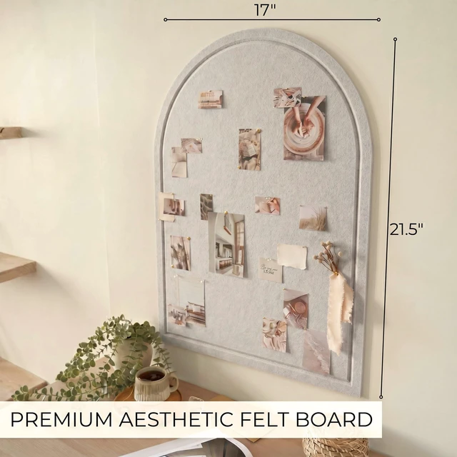 Alt view image 2 of 7 - Large Arched Felt Bulletin Board - Cork Board Alternative for Wall Decor | Stylish 21.5 X 17 Bulletin Set with Pins - Perfect to Display Your Photos in the Office