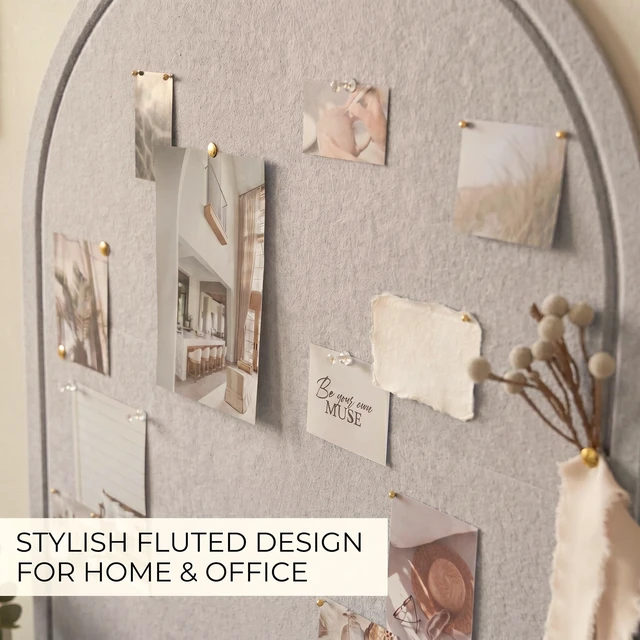 Alt view image 4 of 7 - Large Arched Felt Bulletin Board - Cork Board Alternative for Wall Decor | Stylish 21.5 X 17 Bulletin Set with Pins - Perfect to Display Your Photos in the Office