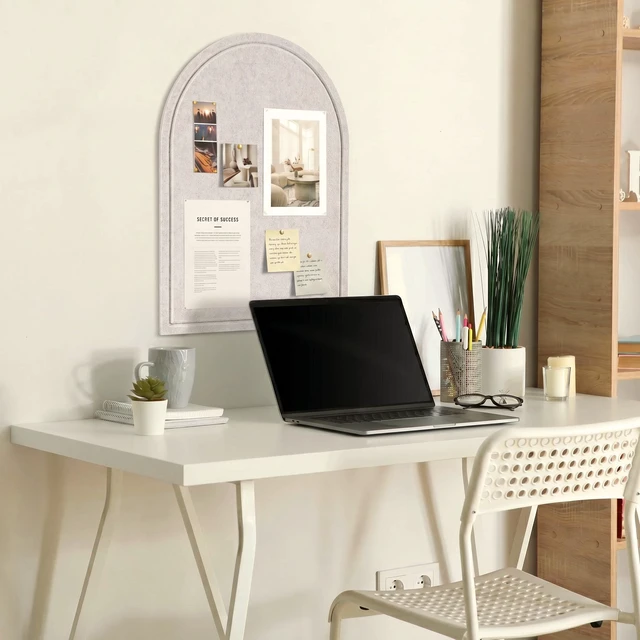 Alt view image 3 of 7 - Large Arched Felt Bulletin Board - Cork Board Alternative for Wall Decor | Stylish 21.5 X 17 Bulletin Set with Pins - Perfect to Display Your Photos in the Office