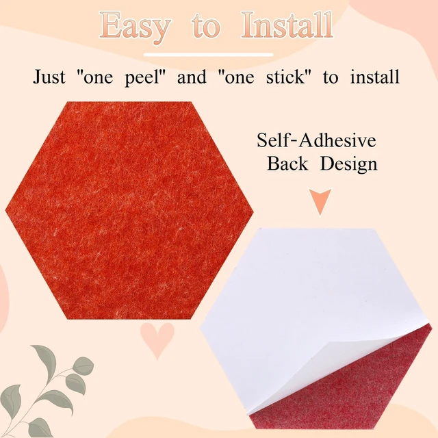 Alt view image 4 of 7 - Hexagon Felt Board Tiles, Self Adhesive DIY Bulletin Board Pin Board, 8Pcs Felt Cork Pin Board with 20 Push Pins for Wall Decor Memos Photos Display Note (Gradual Red)