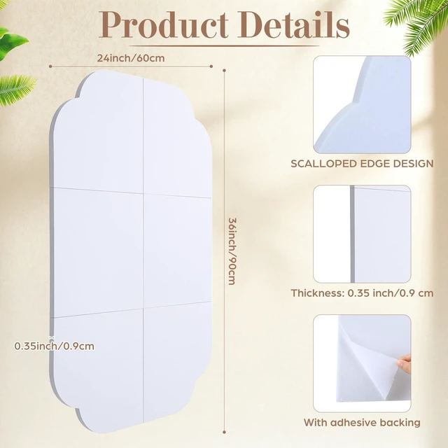 Alt view image 4 of 6 - Felt Bulletin Board 24" x 36", Felt Wall Tiles 24" x 36" Scalloped Self-Adhesive Pinboard Corkboard Alternative Back to School Vision Display Board for Classroom Dorm Office Home Photo Schedules