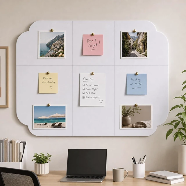 Alt view image 3 of 6 - Felt Bulletin Board 24" x 36", Felt Wall Tiles 24" x 36" Scalloped Self-Adhesive Pinboard Corkboard Alternative Back to School Vision Display Board for Classroom Dorm Office Home Photo Schedules