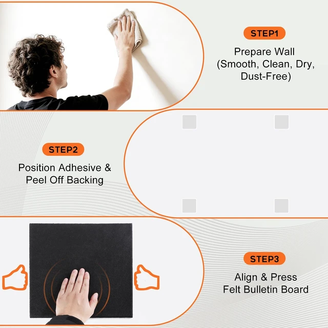 Alt view image 6 of 7 - Felt Bulletin Board 36x24 in, 6-Pack Self-Adhesive Felt Wall Tiles | Cork Boards for Walls Alternative with 35 Push Pins & 40 Adhesive Tabs,Large Pin Boards for Office, Home & Classroom Decor