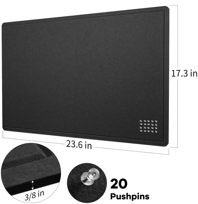 Alt view image 4 of 7 - Felt Bulletin Board 24x18 inches, Decorative Pin Board for Home & Office | Cork Board Alternative for Wall with Push Pins, Display Mood Board for Photos, Notes & Reminders