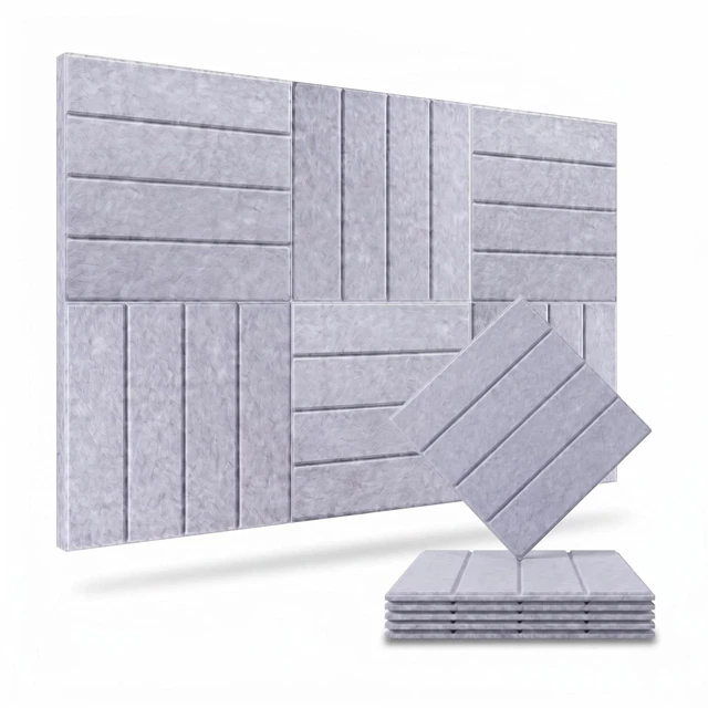 Main image of Felt Bulletin Board Tiles 6 Pack 12x12 Inch Large Square Sound Absorbing Pin Board, Self-Adhesive Tape Easy Wall Mount, Push Pin Memo Board for Office Home School Decor, Gray