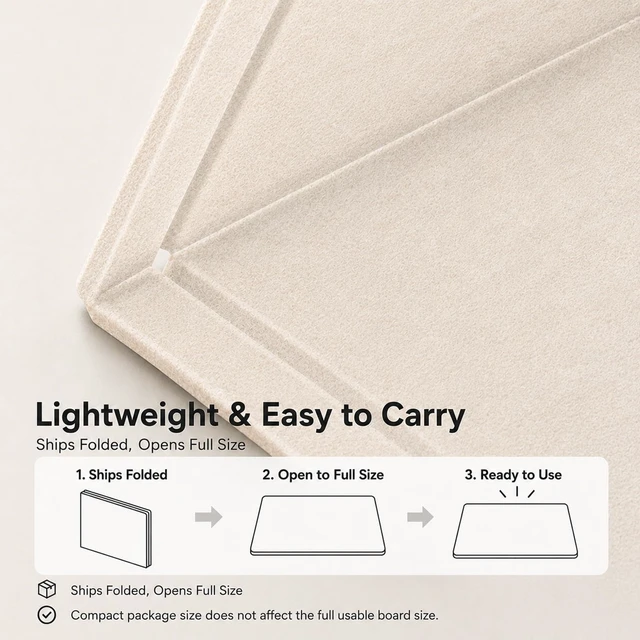 Alt view image 4 of 7 - Beige Small Felt Bulletin Board for Wall 24 x 18 Inch Frameless | Foldable shipping with easy mounting for notes photos and planning