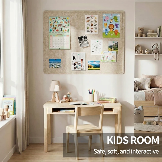 Alt view image 7 of 7 - Beige Small Felt Bulletin Board for Wall 24 x 18 Inch Frameless | Foldable shipping with easy mounting for notes photos and planning