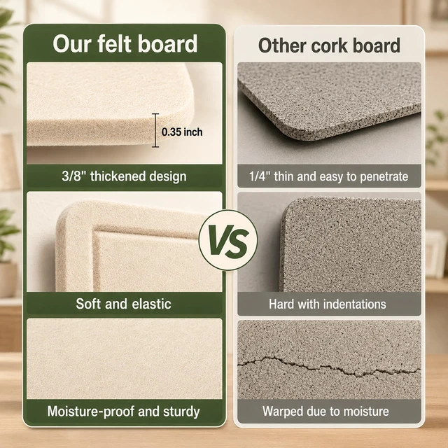 Alt view image 5 of 7 - Beige Small Felt Bulletin Board for Wall 24 x 18 Inch Frameless | Foldable shipping with easy mounting for notes photos and planning