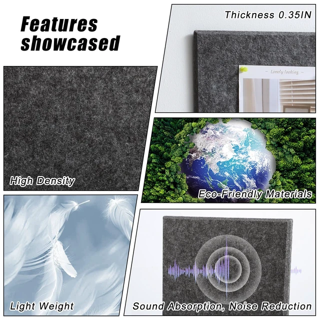 Alt view image 5 of 7 - Large Cork Board 36" x 24", 6 Pack Felt Bulletin Board Pin Boards | Includes 30 Pushpins, Self-Adhesive, Felt Wall Tiles for Walls Office Home School Decor-Dark Gray