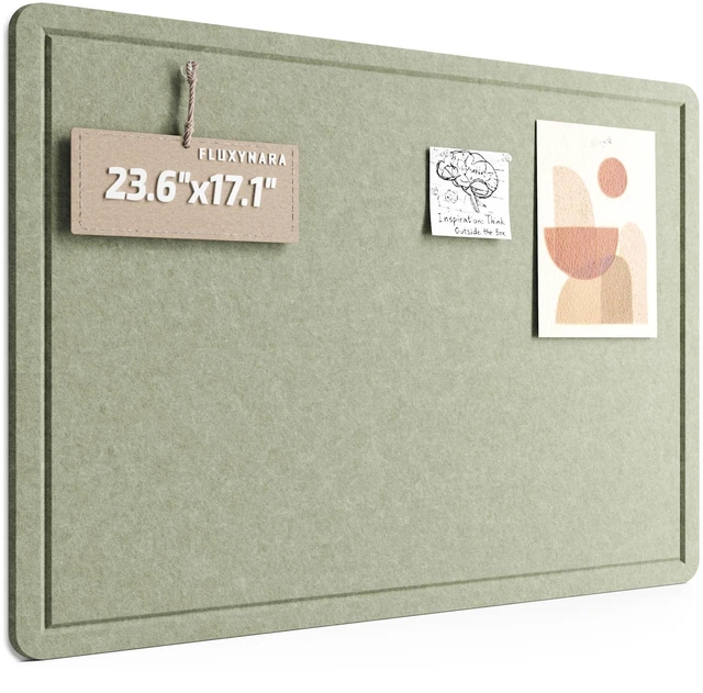 Main image of 23.6" x 17.1" Bulletin Board, Sage | Cork Board Alternative with 12 Removable Adhesive Tabs, Foldable Felt Pin Board for Home, Office, Classroom & Dorm