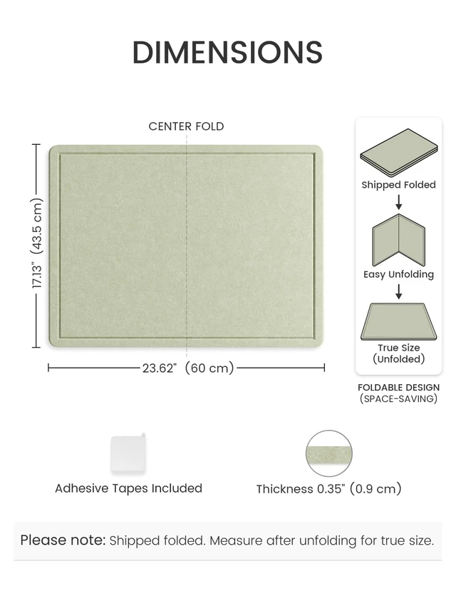 Alt view image 2 of 7 - 23.6" x 17.1" Bulletin Board, Sage | Cork Board Alternative with 12 Removable Adhesive Tabs, Foldable Felt Pin Board for Home, Office, Classroom & Dorm