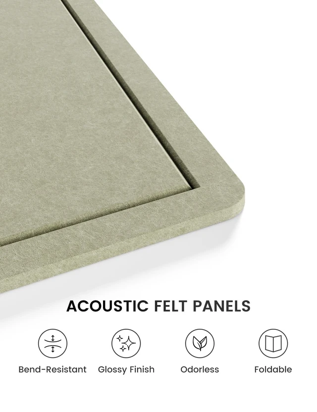 Alt view image 3 of 7 - 23.6" x 17.1" Bulletin Board, Sage | Cork Board Alternative with 12 Removable Adhesive Tabs, Foldable Felt Pin Board for Home, Office, Classroom & Dorm