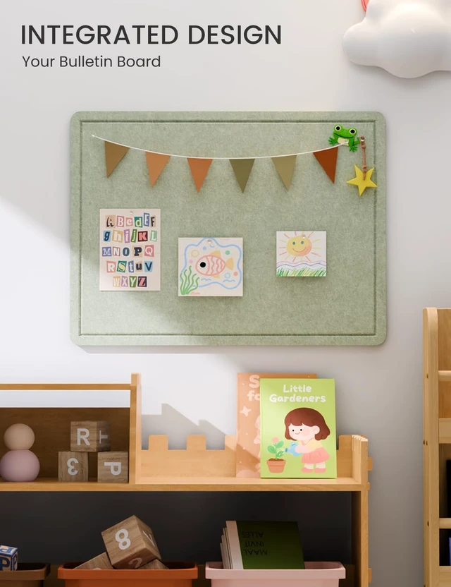 Alt view image 6 of 7 - 23.6" x 17.1" Bulletin Board, Sage | Cork Board Alternative with 12 Removable Adhesive Tabs, Foldable Felt Pin Board for Home, Office, Classroom & Dorm