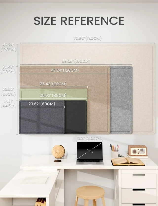 Alt view image 5 of 7 - 23.6" x 17.1" Bulletin Board, Sage | Cork Board Alternative with 12 Removable Adhesive Tabs, Foldable Felt Pin Board for Home, Office, Classroom & Dorm