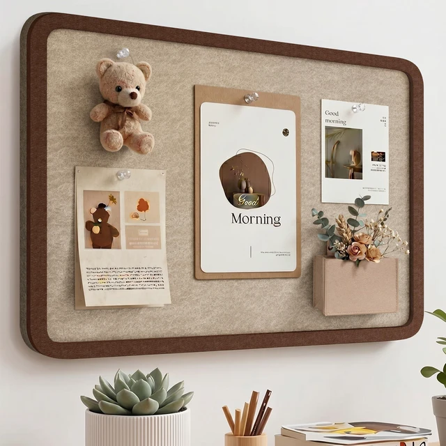 Main image of Bulletin Board Decorative Felt Foldable Vision Photo Pin Boards | 24 x 18 inches Brown Cork Board Alternative for Walls, Office, Home, Classroom,with Pushpins Small Storage Bag