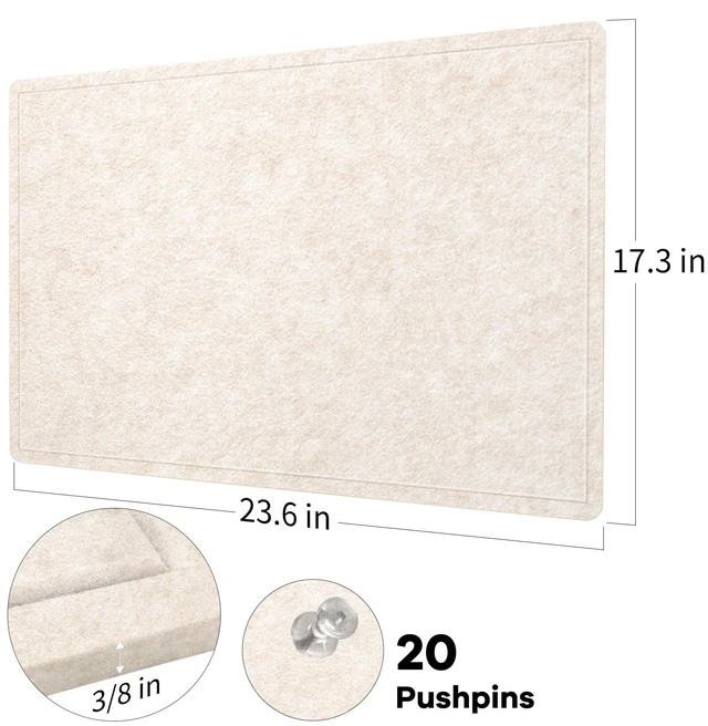 Alt view image 4 of 7 - Felt Bulletin Board 24x18 inches, Decorative Pin Board for Home & Office | Cork Board Alternative for Wall with Push Pins, Display Mood Board for Photos, Notes & Reminders