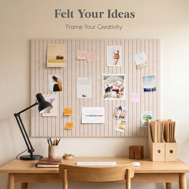 Alt view image 2 of 7 - Large Felt Bulletin Board with Self-Adhesive 36" x 24"- 6 Pack | Cork Board for Walls Alternative, Pin Board with 30 Pins, Message Boards for Classroom Dorm Home Office Decor, Oatmeal