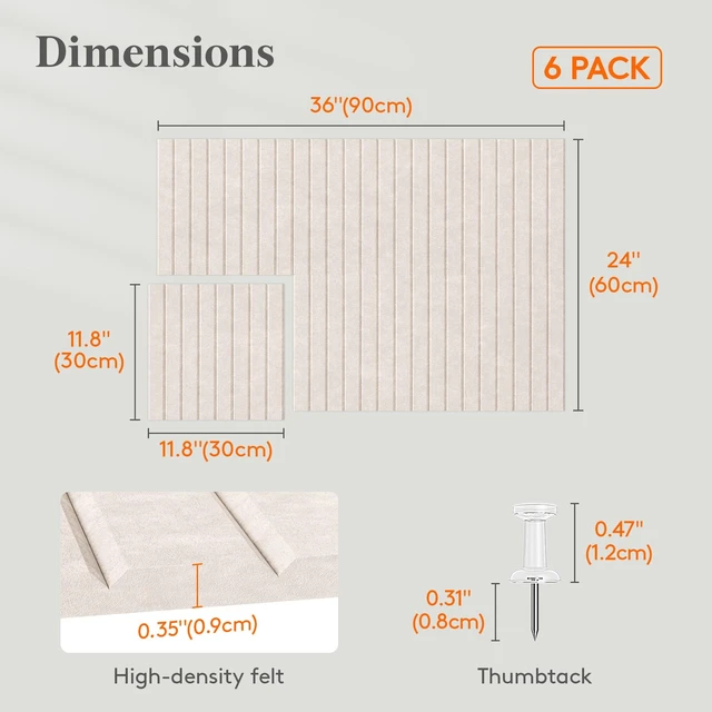Alt view image 3 of 7 - Large Felt Bulletin Board with Self-Adhesive 36" x 24"- 6 Pack | Cork Board for Walls Alternative, Pin Board with 30 Pins, Message Boards for Classroom Dorm Home Office Decor, Oatmeal