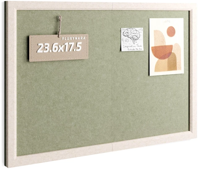 Main image of Framed Felt Bulletin Board, 23.6" x 17.1", Sage | Cork Board Alternative with 12 Removable Adhesive Tabs, Foldable Pin Board for Wall, Home, Office, Classroom & Dorm