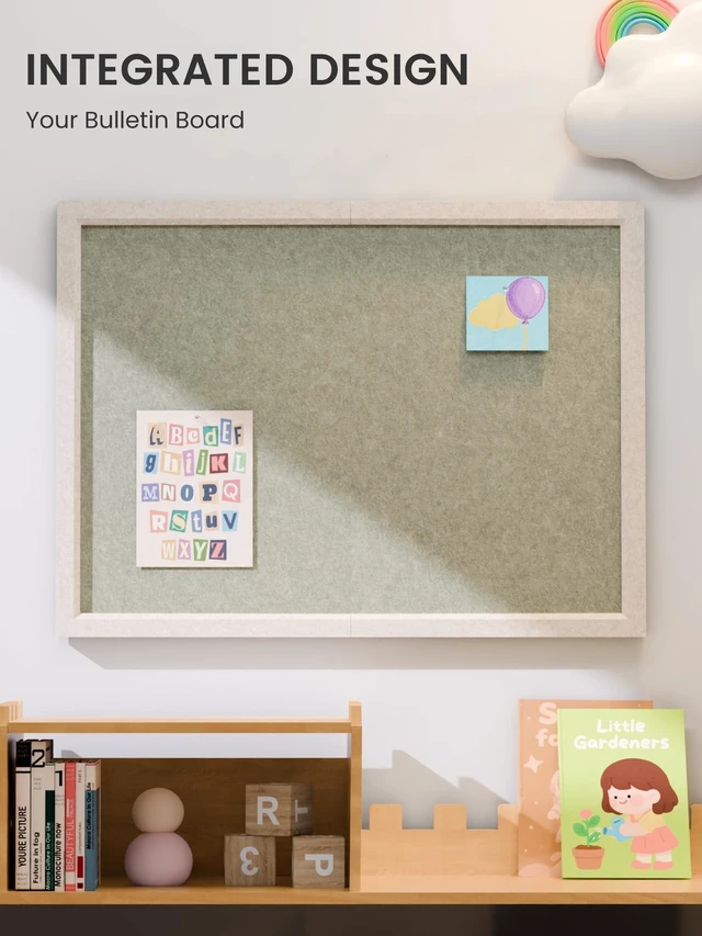 Alt view image 7 of 7 - Framed Felt Bulletin Board, 23.6" x 17.1", Sage | Cork Board Alternative with 12 Removable Adhesive Tabs, Foldable Pin Board for Wall, Home, Office, Classroom & Dorm